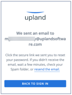 email sent with reset password link